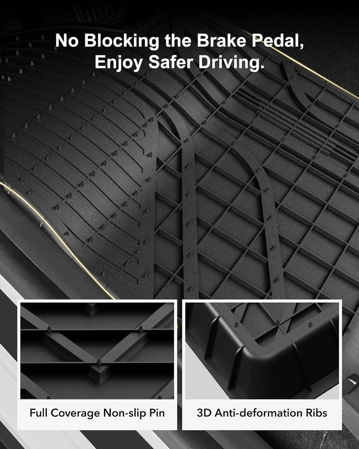 3W All Weather Car Floor Mats For Tesla Model 3 2021-2023 LHD